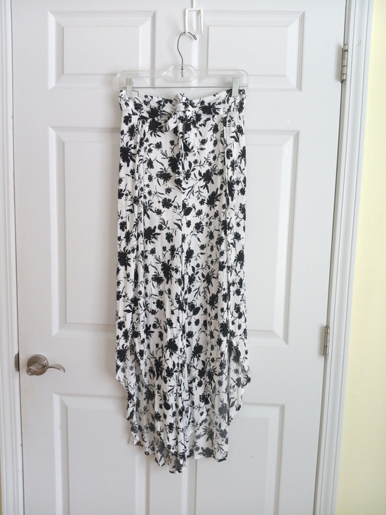 Lulus Pants - Lulus Black & White Floral Split Wide Leg Palazzo Pants Medium